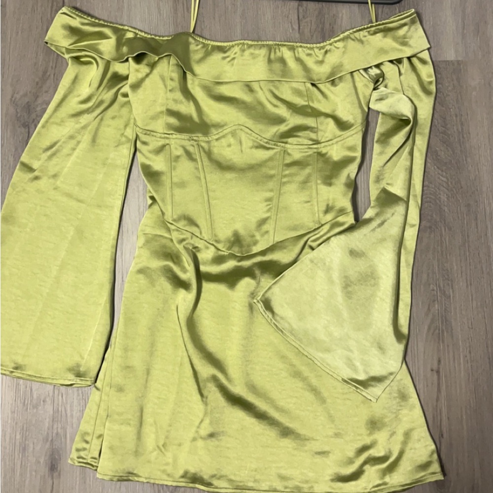 Princess Polly Light Green Off-Shoulder Dress